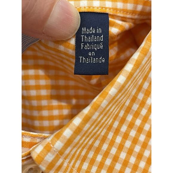 Tommy Hilfiger Men’s Dress Shirt 16/34-35 100% Cotton Orange Gingham - Picture 5 of 9